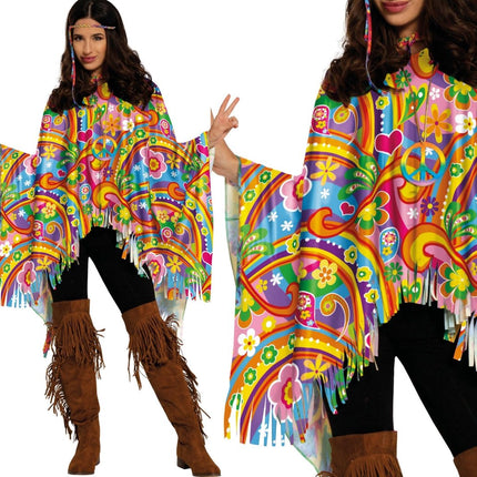 Hippie 60S Poncho Gekleurd - Partywinkel - 8434077271445