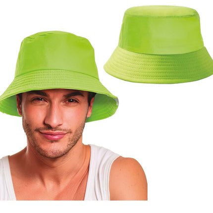 Neon Groene Bucket Hat - Partywinkel - 8434077230374