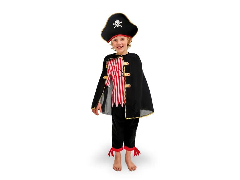 Piratenkostuum met cape, mix, maat 116 - 128 cm - Partywinkel - 5904555044227