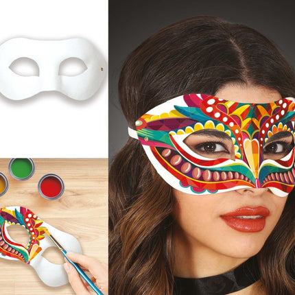 Witte Oogmasker Beschilderbaar - Partywinkel - 8434077120743