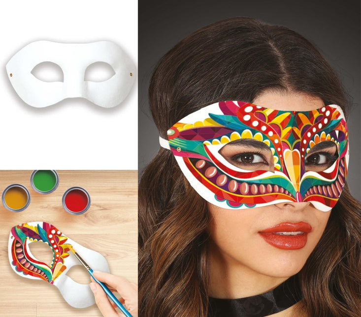 Witte Oogmasker Beschilderbaar - Partywinkel - 8434077120743