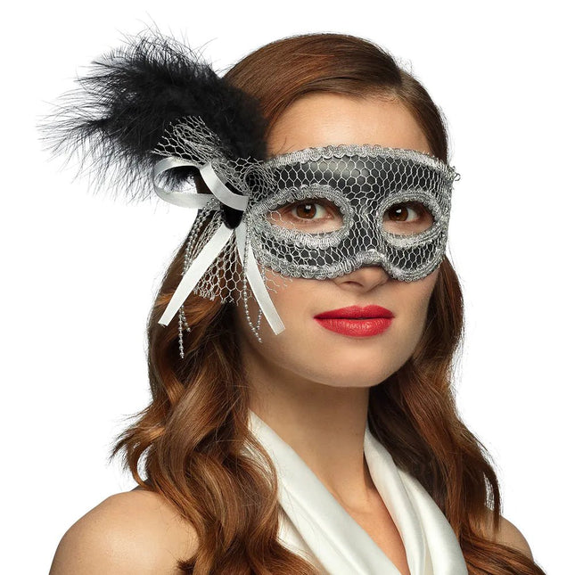 Zwarte Oogmasker Venice Flapper - Partywinkel - 8712026001993